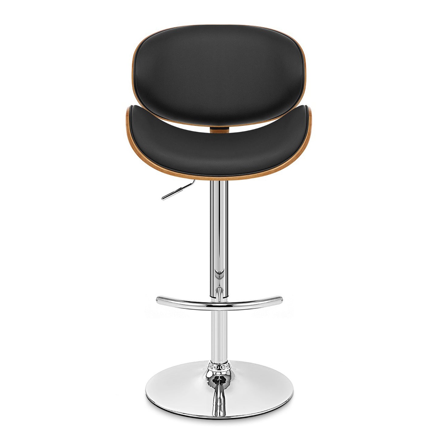 25" Black And Silver Faux Leather And Solid Wood Swivel Low Back Adjustable Height Bar Chair - Homeroots - Flyclothing LLC