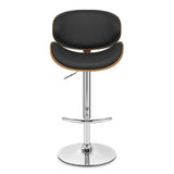 25" Black And Silver Faux Leather And Solid Wood Swivel Low Back Adjustable Height Bar Chair - Homeroots - Flyclothing LLC