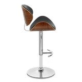 25" Black And Silver Faux Leather And Solid Wood Swivel Low Back Adjustable Height Bar Chair - Homeroots - Flyclothing LLC