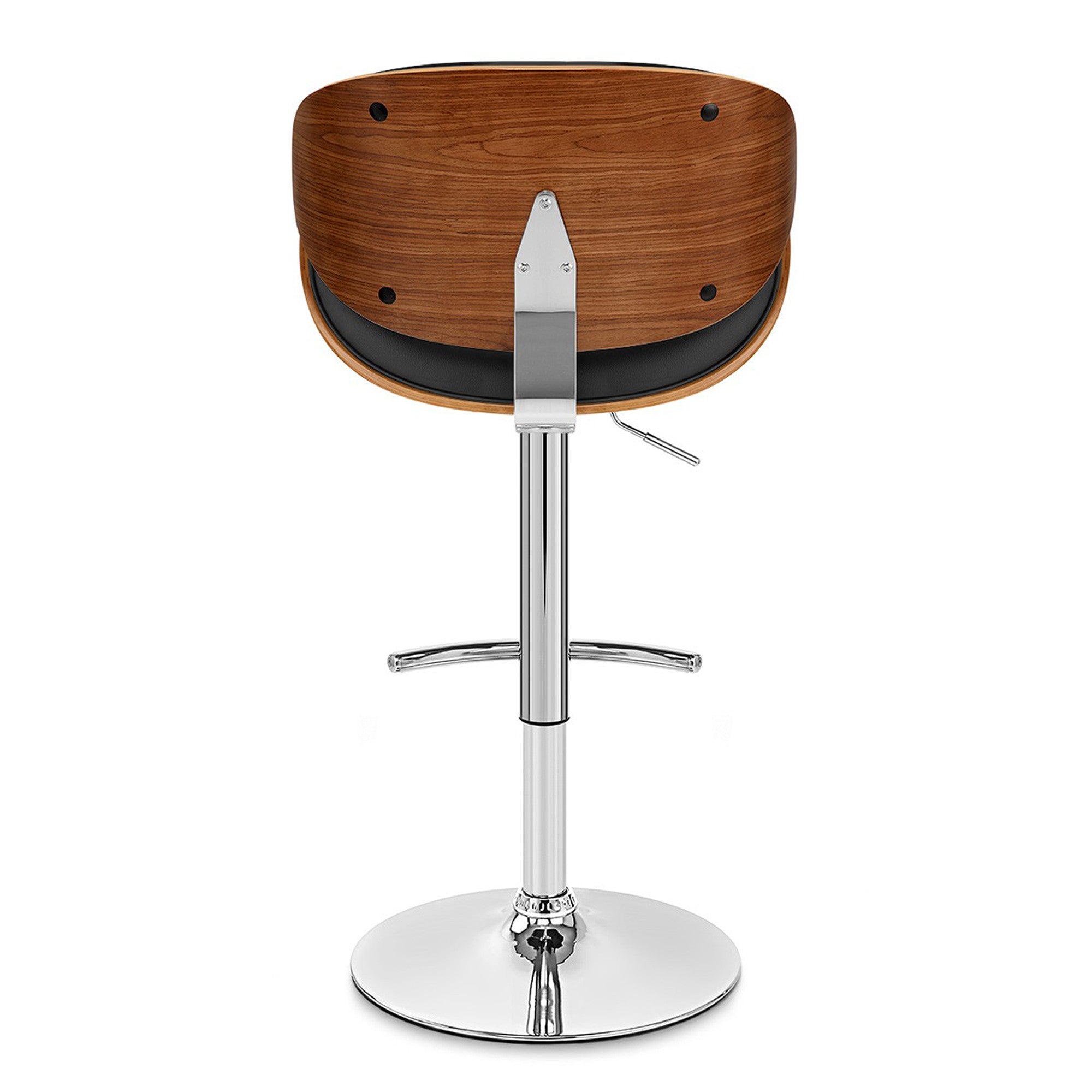 25" Black And Silver Faux Leather And Solid Wood Swivel Low Back Adjustable Height Bar Chair - Homeroots - Flyclothing LLC