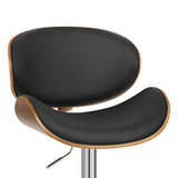 25" Black And Silver Faux Leather And Solid Wood Swivel Low Back Adjustable Height Bar Chair - Homeroots - Flyclothing LLC