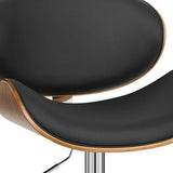 25" Black And Silver Faux Leather And Solid Wood Swivel Low Back Adjustable Height Bar Chair - Homeroots - Flyclothing LLC