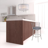 26" Gray And Silver Faux Leather And Iron Swivel Low Back Counter Height Bar Chair - Homeroots - Flyclothing LLC