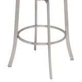 26" Gray And Silver Faux Leather And Iron Swivel Low Back Counter Height Bar Chair - Homeroots