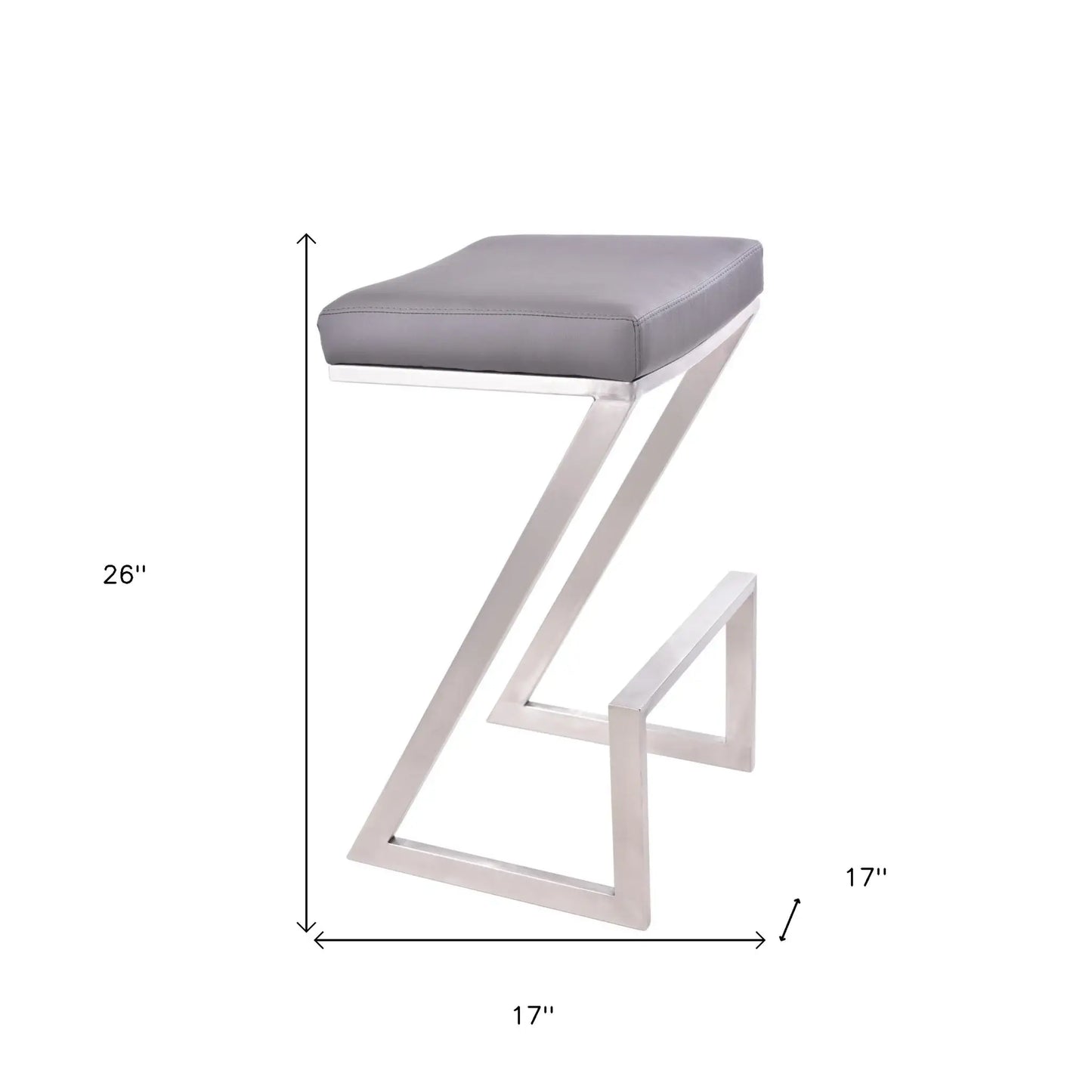 26" Gray And Silver Iron Backless Counter Height Bar Chair - Homeroots - Flyclothing LLC