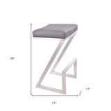 26" Gray And Silver Iron Backless Counter Height Bar Chair - Homeroots - Flyclothing LLC