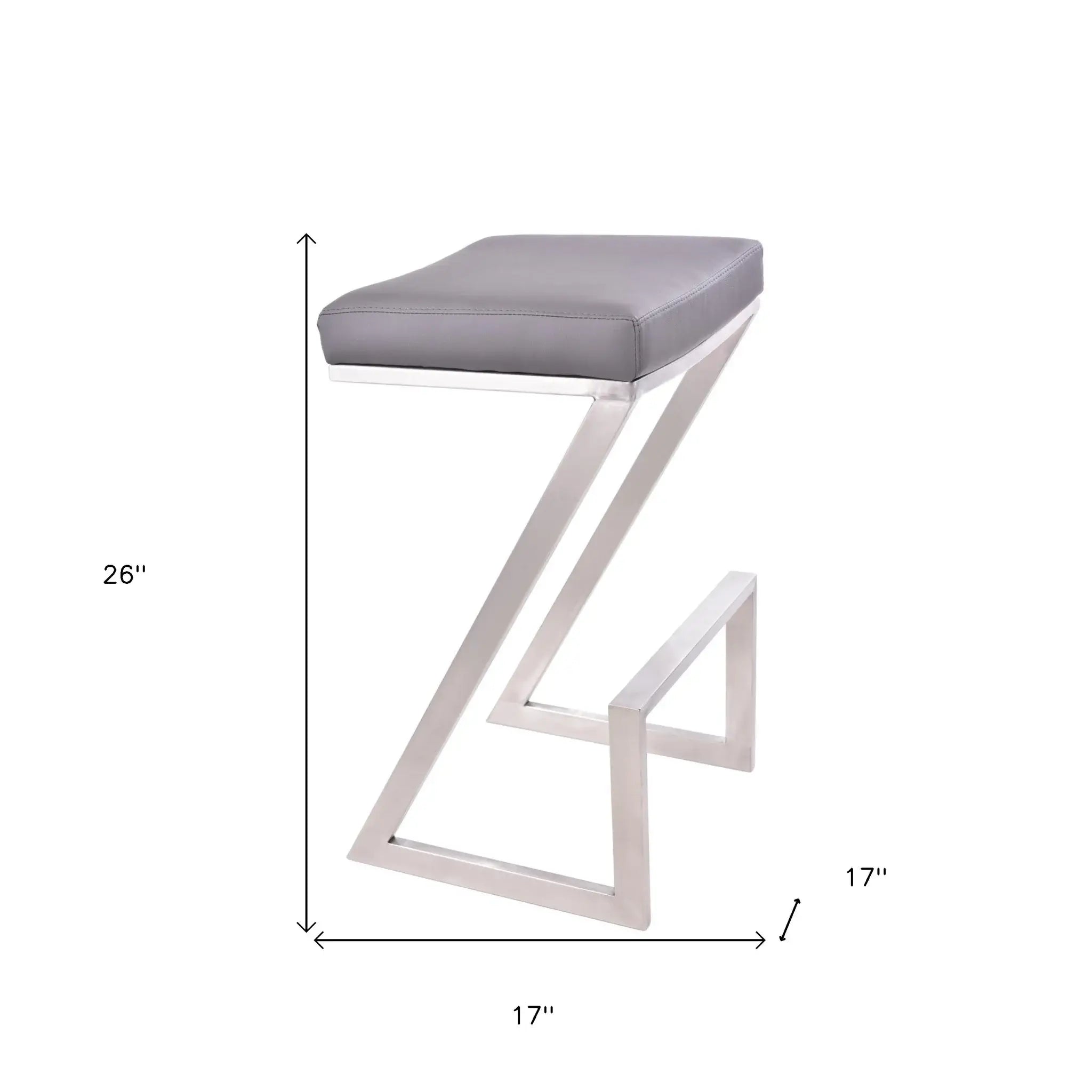 26" Gray And Silver Iron Backless Counter Height Bar Chair - Homeroots - Flyclothing LLC