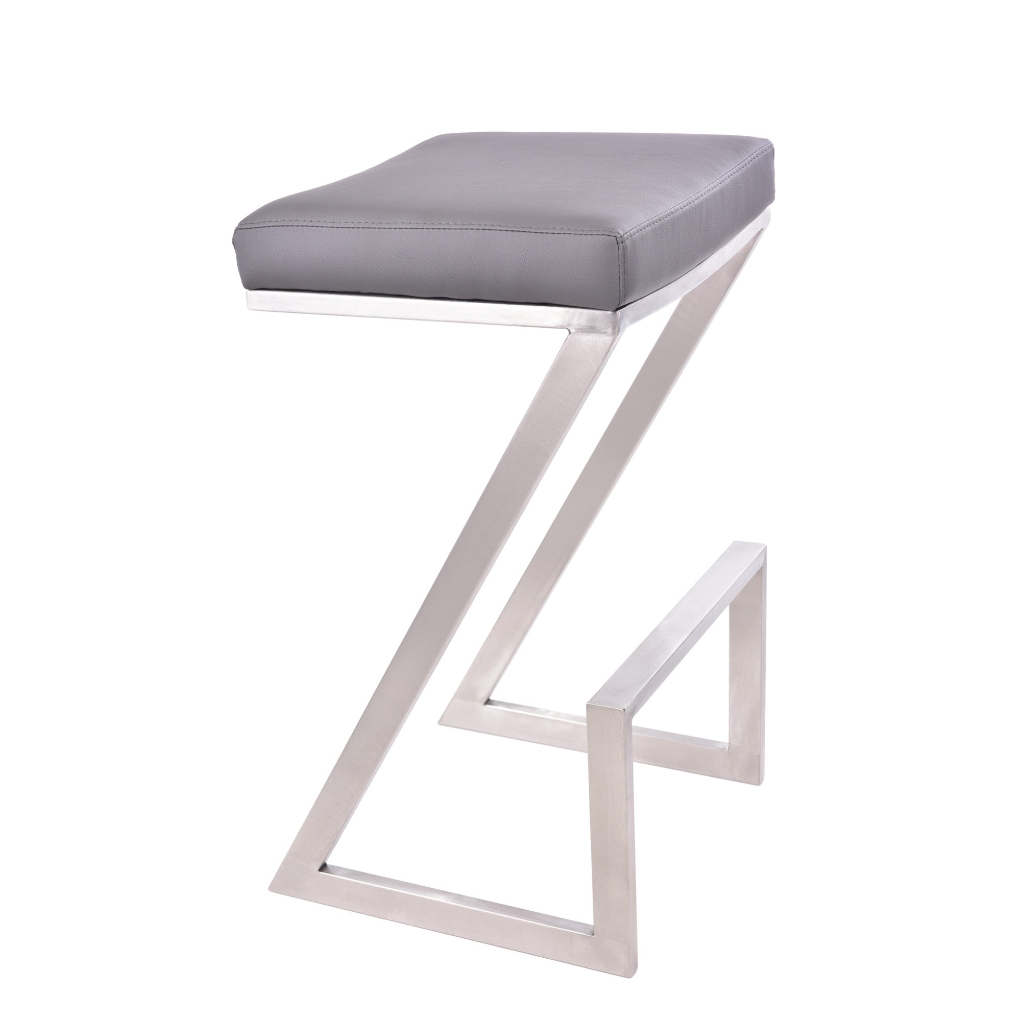 26" Gray And Silver Iron Backless Counter Height Bar Chair - Homeroots - Flyclothing LLC
