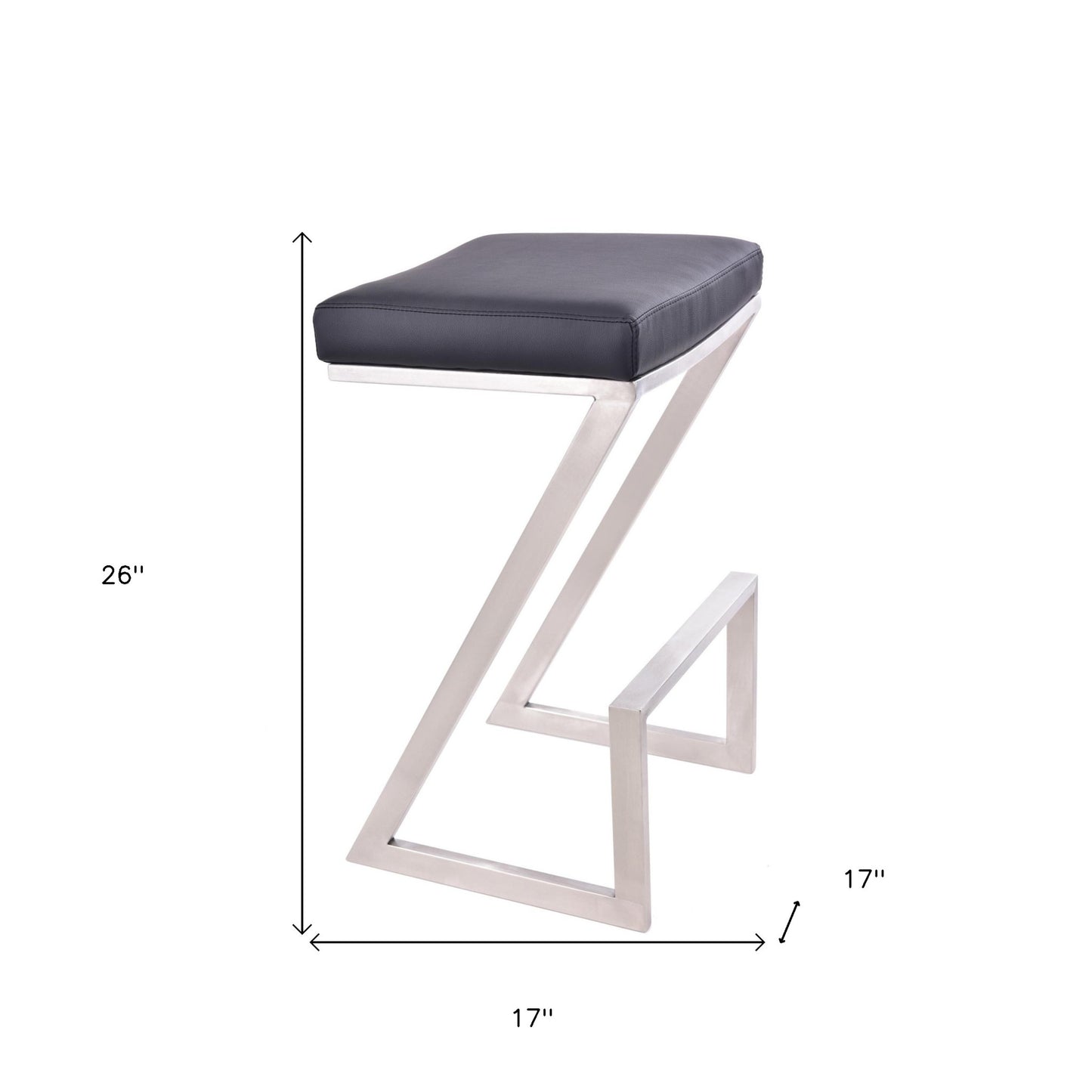 26" Gray And Silver Iron Backless Counter Height Bar Chair - Homeroots - Flyclothing LLC