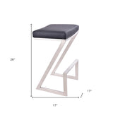 26" Gray And Silver Iron Backless Counter Height Bar Chair - Homeroots - Flyclothing LLC