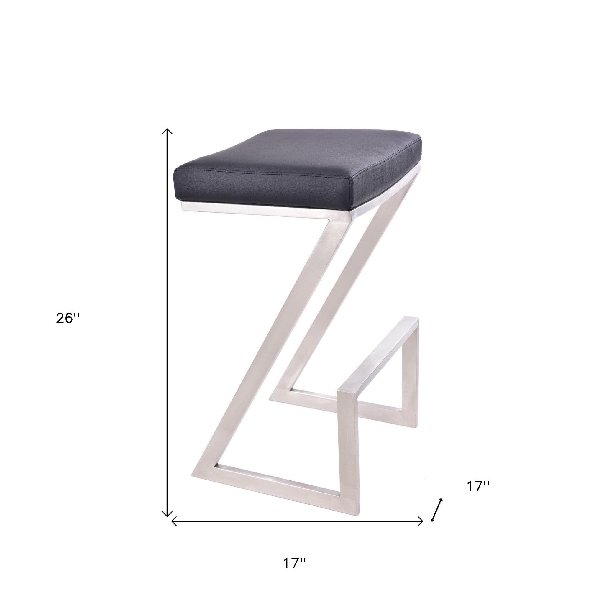 26" Gray And Silver Iron Backless Counter Height Bar Chair - Homeroots - Flyclothing LLC