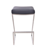 26" Gray And Silver Iron Backless Counter Height Bar Chair - Homeroots