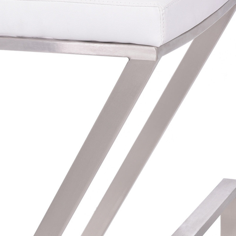 26" White And Silver Iron Backless Counter Height Bar Chair - Homeroots - Flyclothing LLC