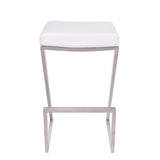 26" White And Silver Iron Backless Counter Height Bar Chair - Homeroots