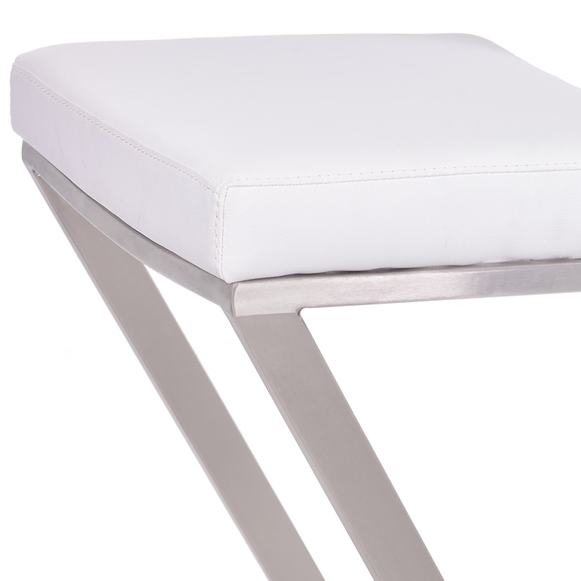 26" White And Silver Iron Backless Counter Height Bar Chair - Homeroots - Flyclothing LLC