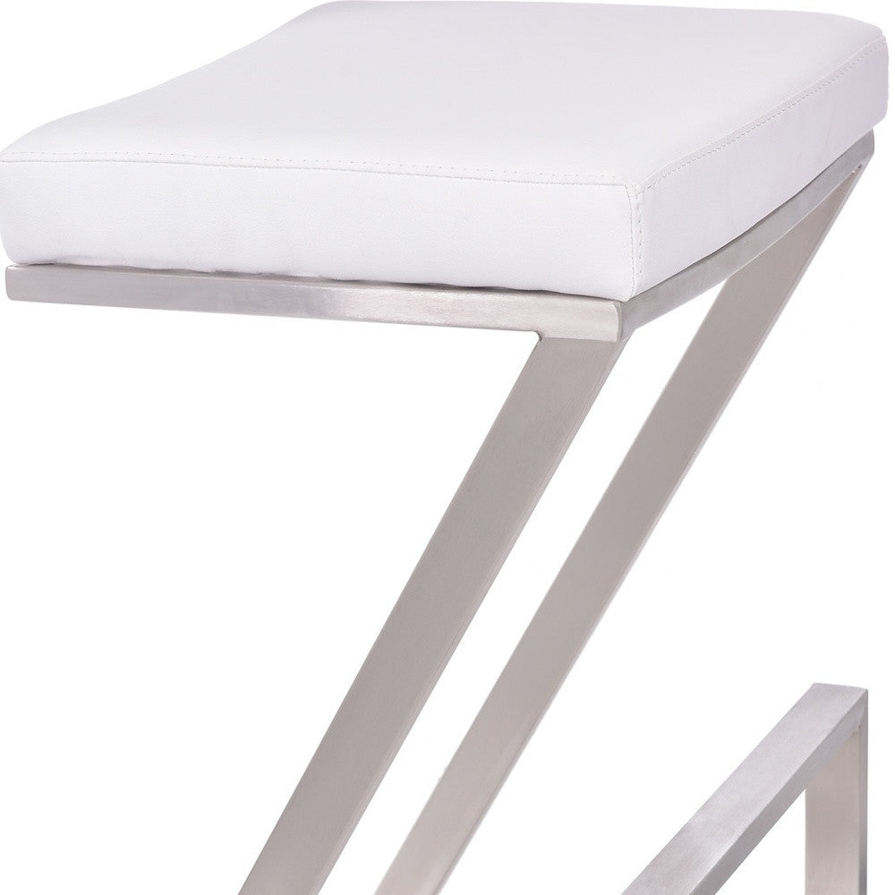 26" White And Silver Iron Backless Counter Height Bar Chair - Homeroots - Flyclothing LLC