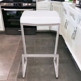 26" White And Silver Iron Backless Counter Height Bar Chair - Homeroots