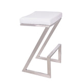 26" White And Silver Iron Backless Counter Height Bar Chair - Homeroots