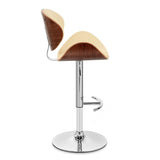 25" Cream And Silver Faux Leather And Solid Wood Swivel Low Back Adjustable Height Bar Chair - Homeroots