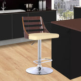 24" Cream And Silver Faux Leather And Iron Low Back Adjustable Height Bar Chair - Homeroots - Flyclothing LLC