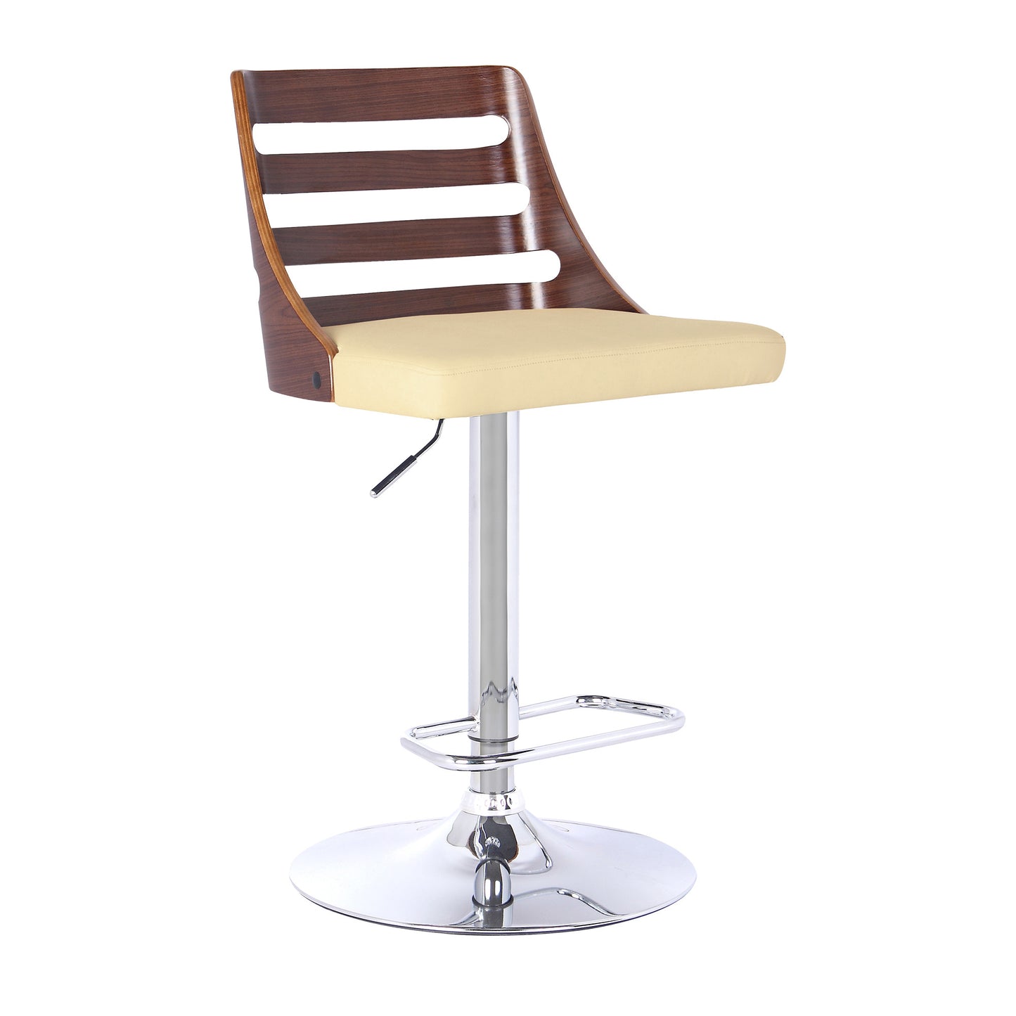 24" Cream And Silver Faux Leather And Iron Low Back Adjustable Height Bar Chair - Homeroots - Flyclothing LLC