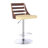 24" Cream And Silver Faux Leather And Iron Low Back Adjustable Height Bar Chair - Homeroots - Flyclothing LLC