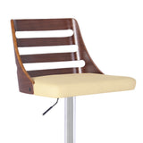 24" Cream And Silver Faux Leather And Iron Low Back Adjustable Height Bar Chair - Homeroots - Flyclothing LLC