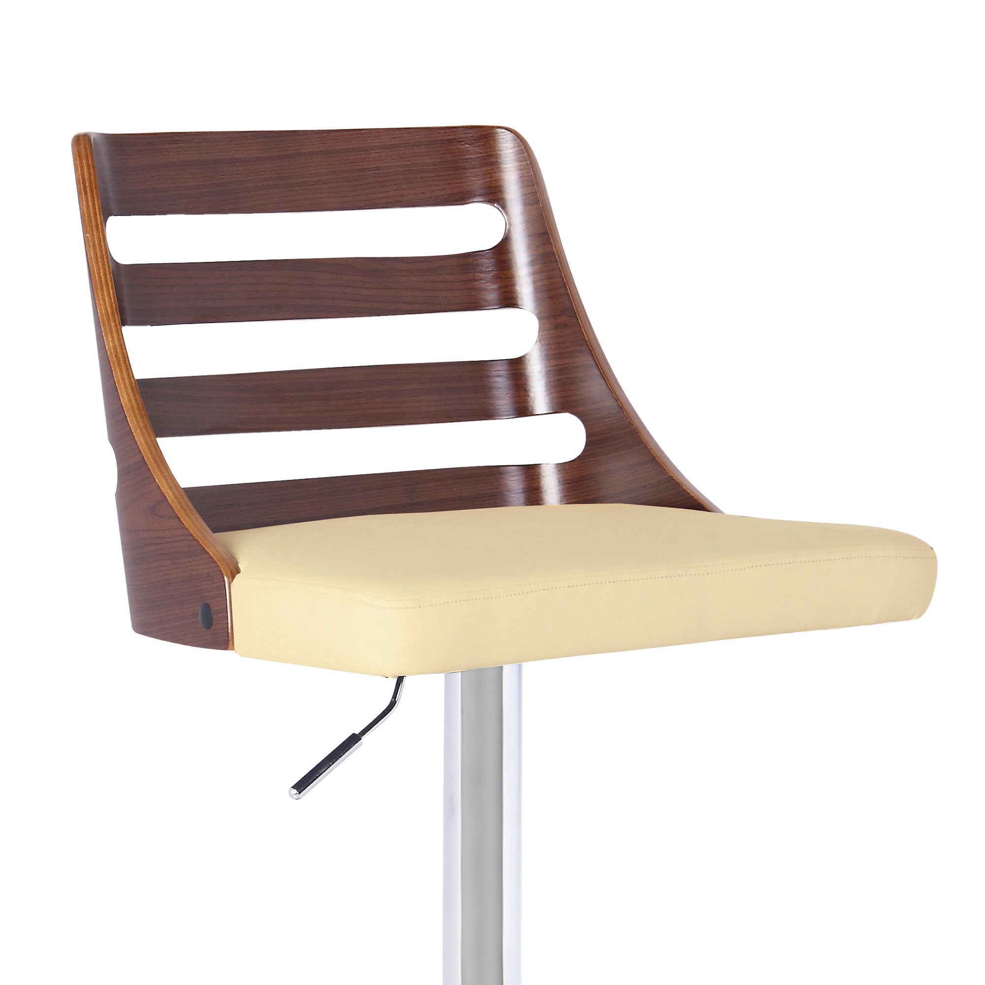 24" Cream And Silver Faux Leather And Iron Low Back Adjustable Height Bar Chair - Homeroots - Flyclothing LLC