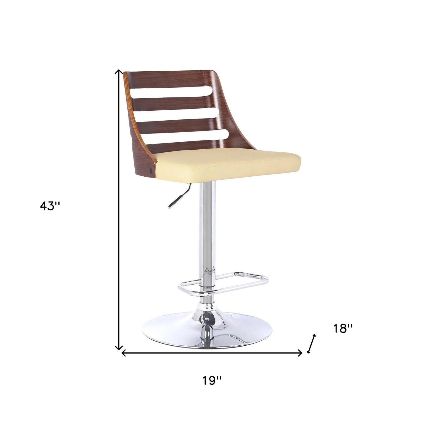 24" Cream And Silver Faux Leather And Iron Low Back Adjustable Height Bar Chair - Homeroots - Flyclothing LLC