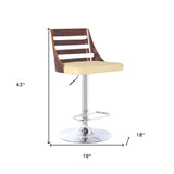 24" Cream And Silver Faux Leather And Iron Low Back Adjustable Height Bar Chair - Homeroots - Flyclothing LLC