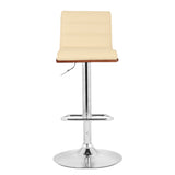 23" Cream And Silver Iron Swivel Low Back Adjustable Height Bar Chair - Homeroots