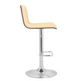 23" Cream And Silver Iron Swivel Low Back Adjustable Height Bar Chair - Homeroots - Flyclothing LLC