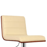 23" Cream And Silver Iron Swivel Low Back Adjustable Height Bar Chair - Homeroots - Flyclothing LLC