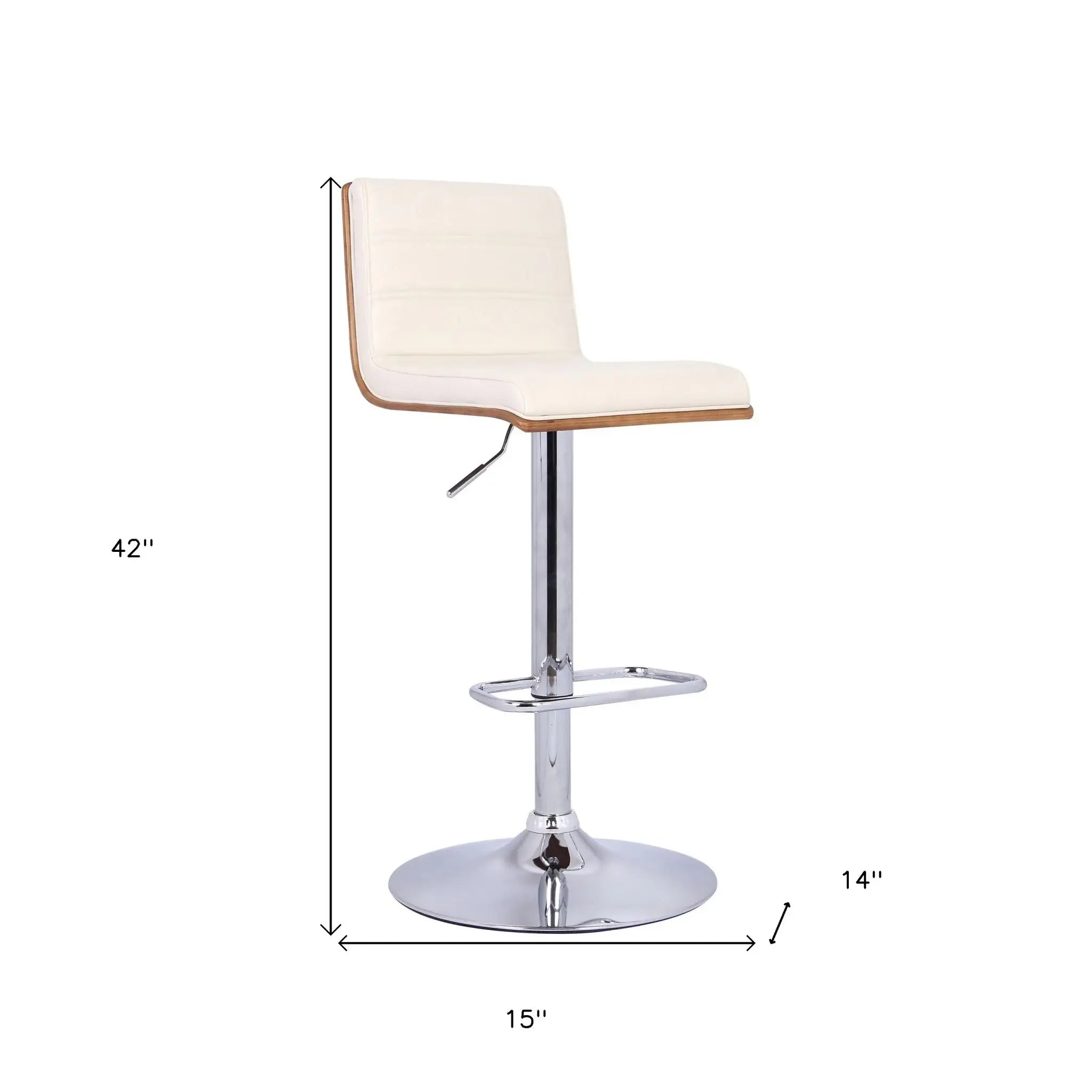 23" Cream And Silver Iron Swivel Low Back Adjustable Height Bar Chair - Homeroots - Flyclothing LLC