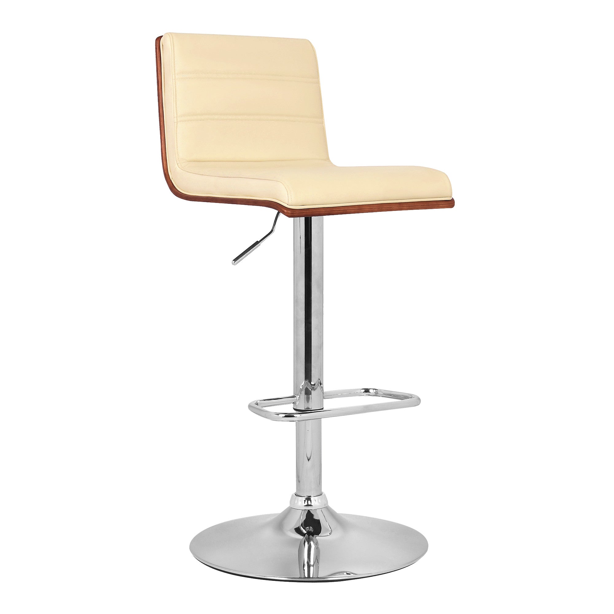23" Cream And Silver Iron Swivel Low Back Adjustable Height Bar Chair - Homeroots - Flyclothing LLC