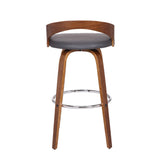 30" Gray And Brown Faux Leather And Iron Swivel Low Back Bar Height Bar Chair - Homeroots - Flyclothing LLC