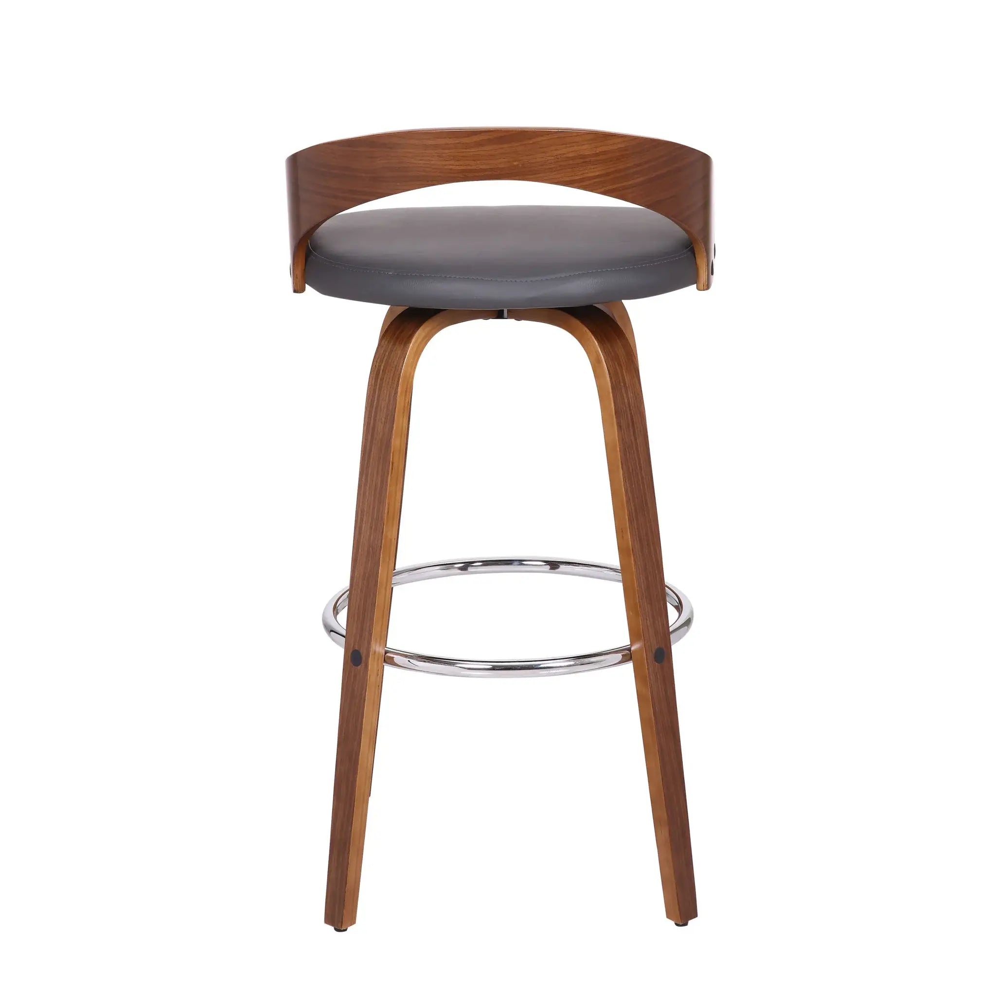 30" Gray And Brown Faux Leather And Iron Swivel Low Back Bar Height Bar Chair - Homeroots - Flyclothing LLC