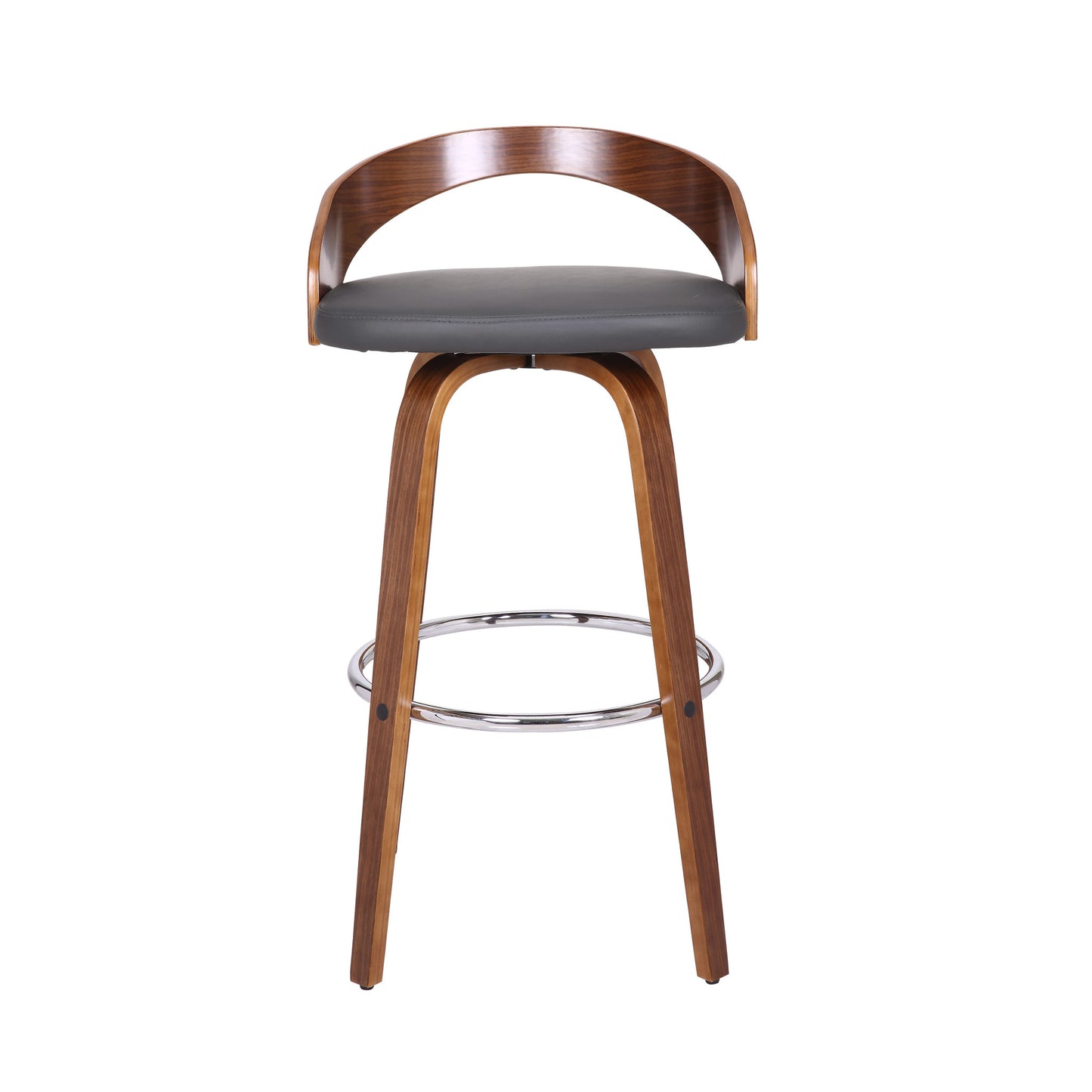 30" Gray And Brown Faux Leather And Iron Swivel Low Back Bar Height Bar Chair - Homeroots - Flyclothing LLC