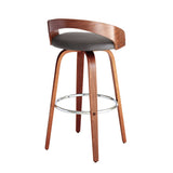 30" Gray And Brown Faux Leather And Iron Swivel Low Back Bar Height Bar Chair - Homeroots - Flyclothing LLC