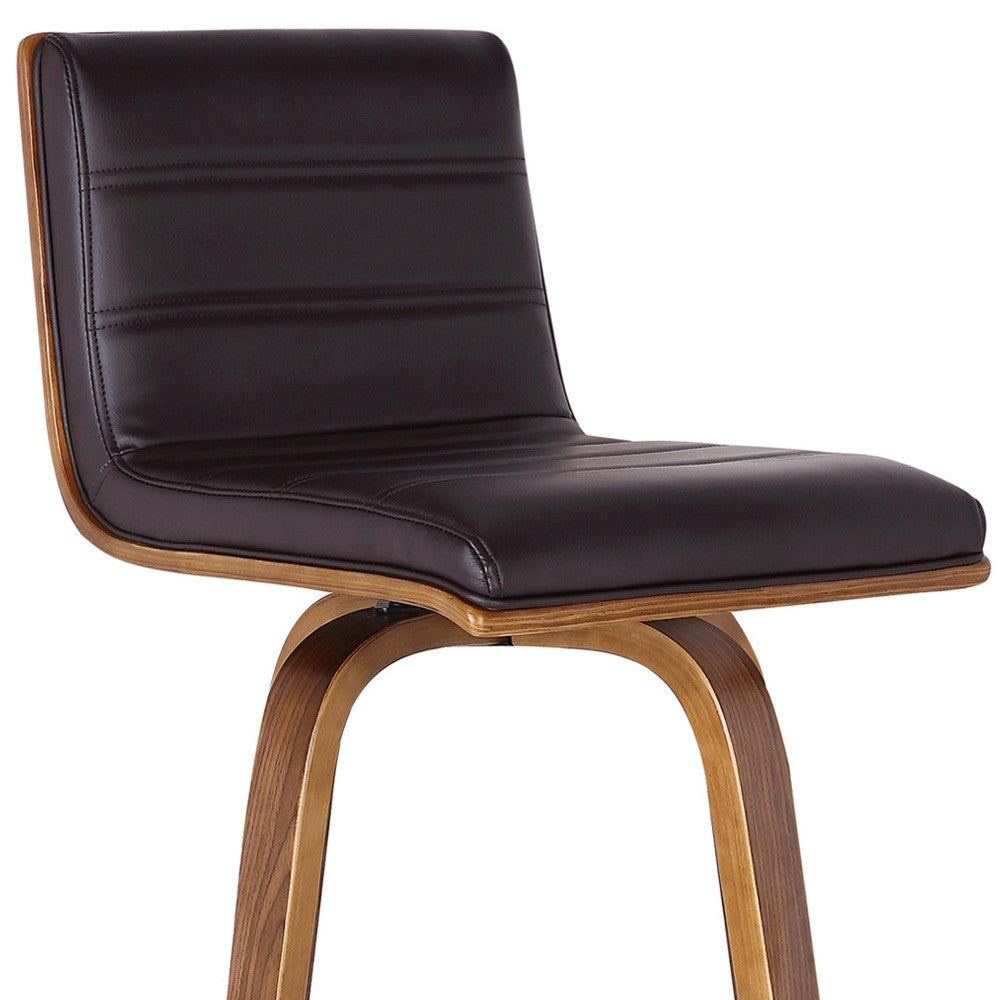 26" Brown Solid Wood Swivel Low Back Counter Height Bar Chair - Homeroots - Flyclothing LLC