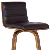 26" Brown Solid Wood Swivel Low Back Counter Height Bar Chair - Homeroots - Flyclothing LLC