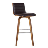 26" Brown Solid Wood Swivel Low Back Counter Height Bar Chair - Homeroots - Flyclothing LLC