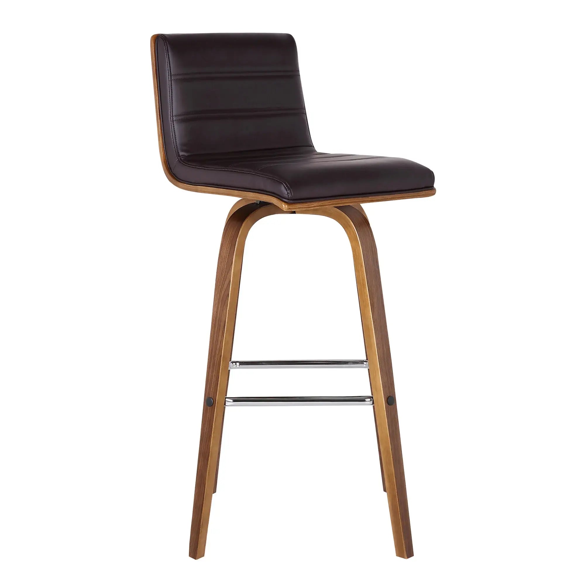 26" Brown Solid Wood Swivel Low Back Counter Height Bar Chair - Homeroots - Flyclothing LLC