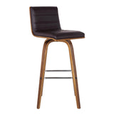 26" Brown Solid Wood Swivel Low Back Counter Height Bar Chair - Homeroots