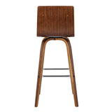 26" Brown Solid Wood Swivel Low Back Counter Height Bar Chair - Homeroots - Flyclothing LLC