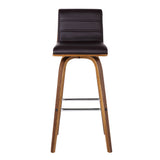 26" Brown Solid Wood Swivel Low Back Counter Height Bar Chair - Homeroots - Flyclothing LLC