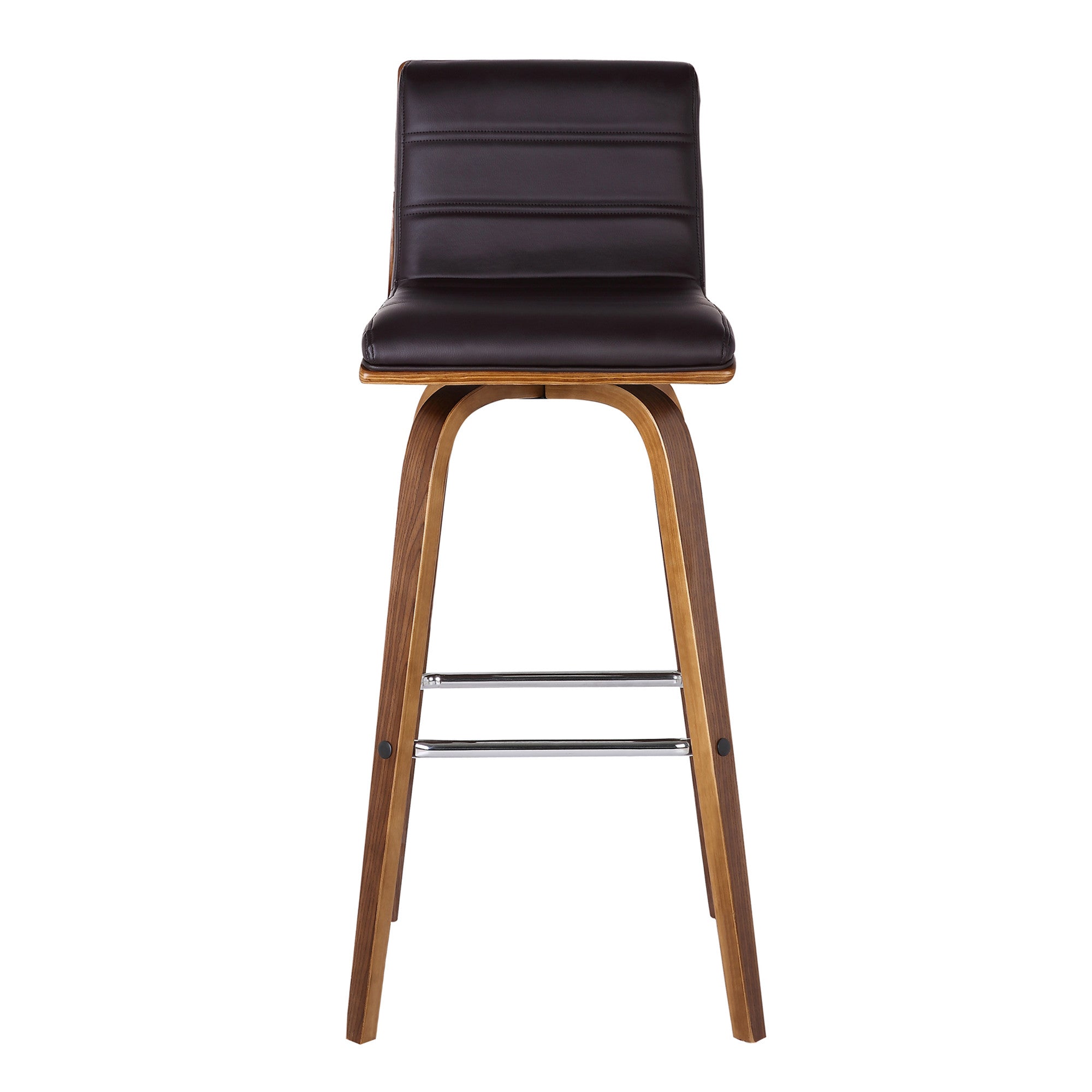 26" Brown Solid Wood Swivel Low Back Counter Height Bar Chair - Homeroots - Flyclothing LLC