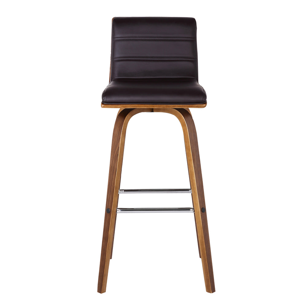26" Brown Solid Wood Swivel Low Back Counter Height Bar Chair - Homeroots