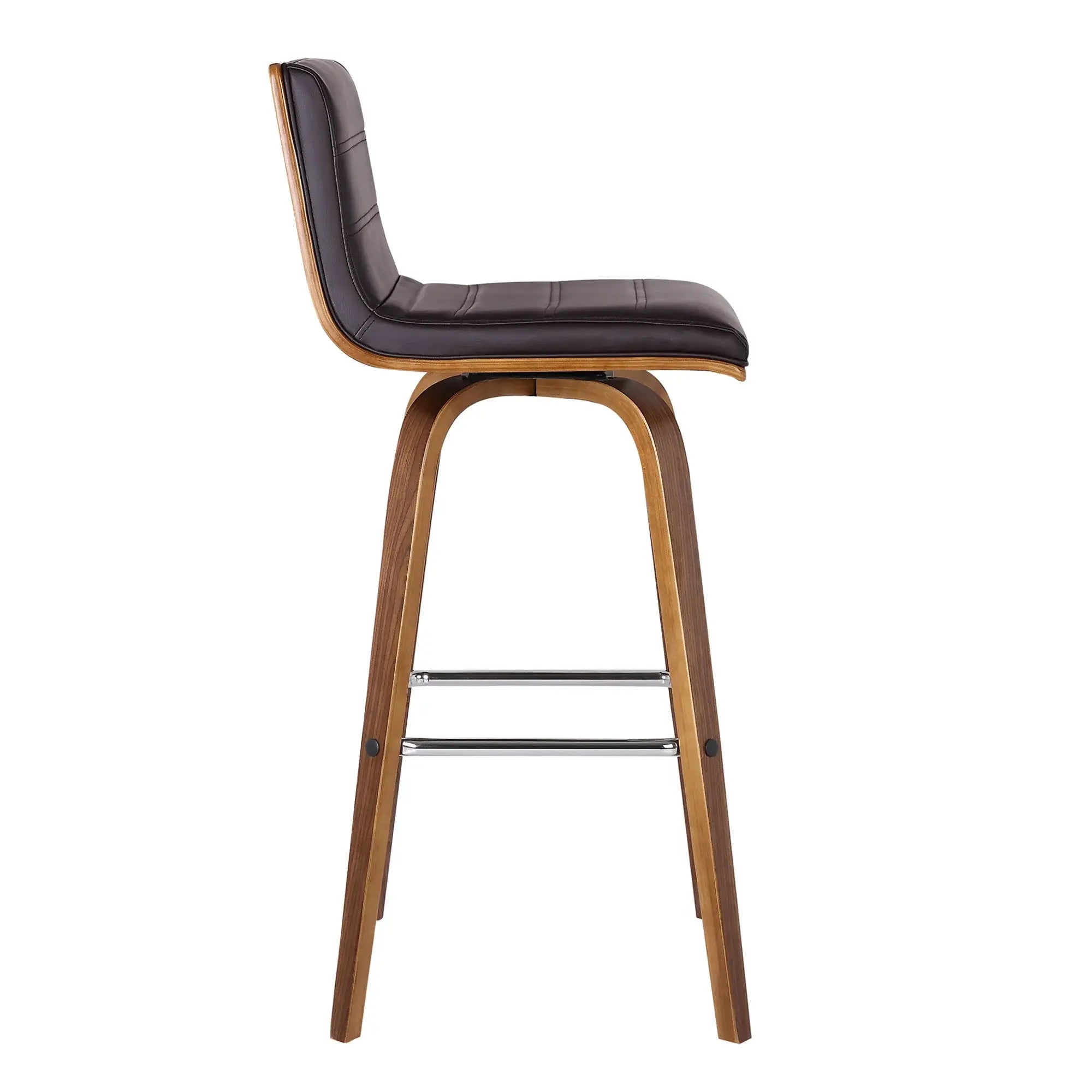26" Brown Solid Wood Swivel Low Back Counter Height Bar Chair - Homeroots - Flyclothing LLC