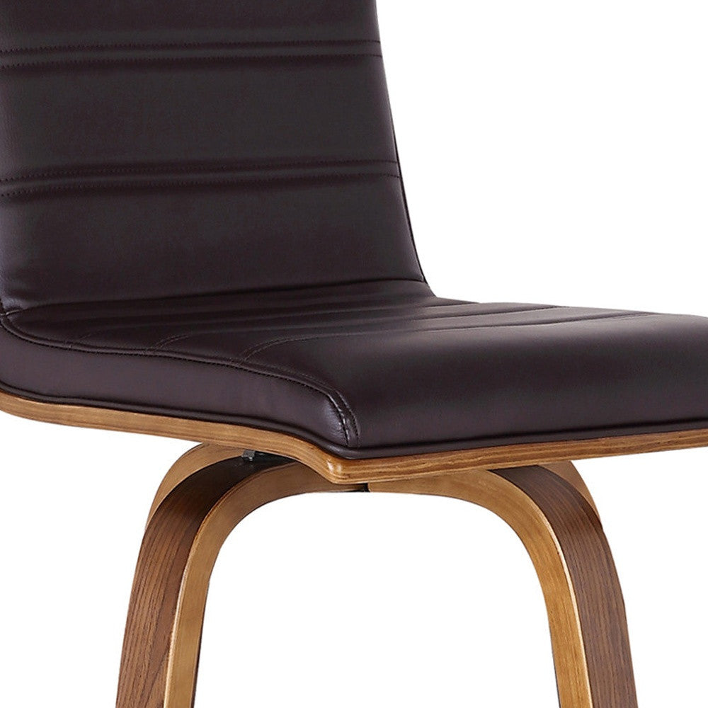 26" Brown Solid Wood Swivel Low Back Counter Height Bar Chair - Homeroots - Flyclothing LLC